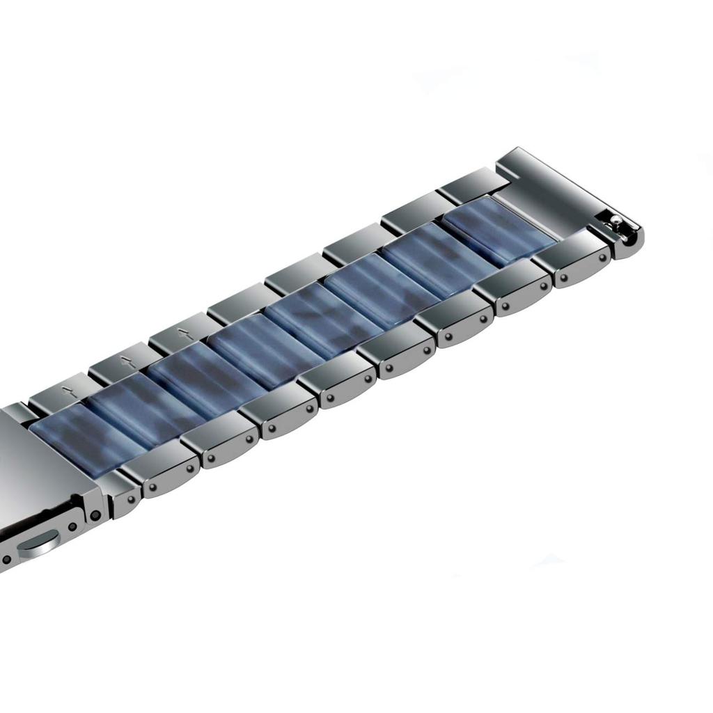 [Kai Tian] 20mm Stainless Steel Quick-Release Resin Watch Band Watch Strap Silver Blue