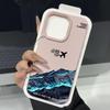 Airplane Mountain Pattern Shockproof Slim Case For iPhone 16 15 Pro Max 14 Pro 13 12 11 Lens Protection TPU Leather Texture Matte Soft Phone Cover