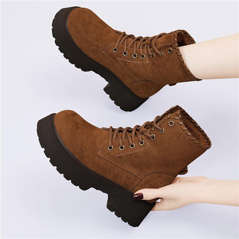 

thick-soled velvet Martin boots women s new short boots retro versatile muffin non-slip comfortable women s boots cotton shoes 40