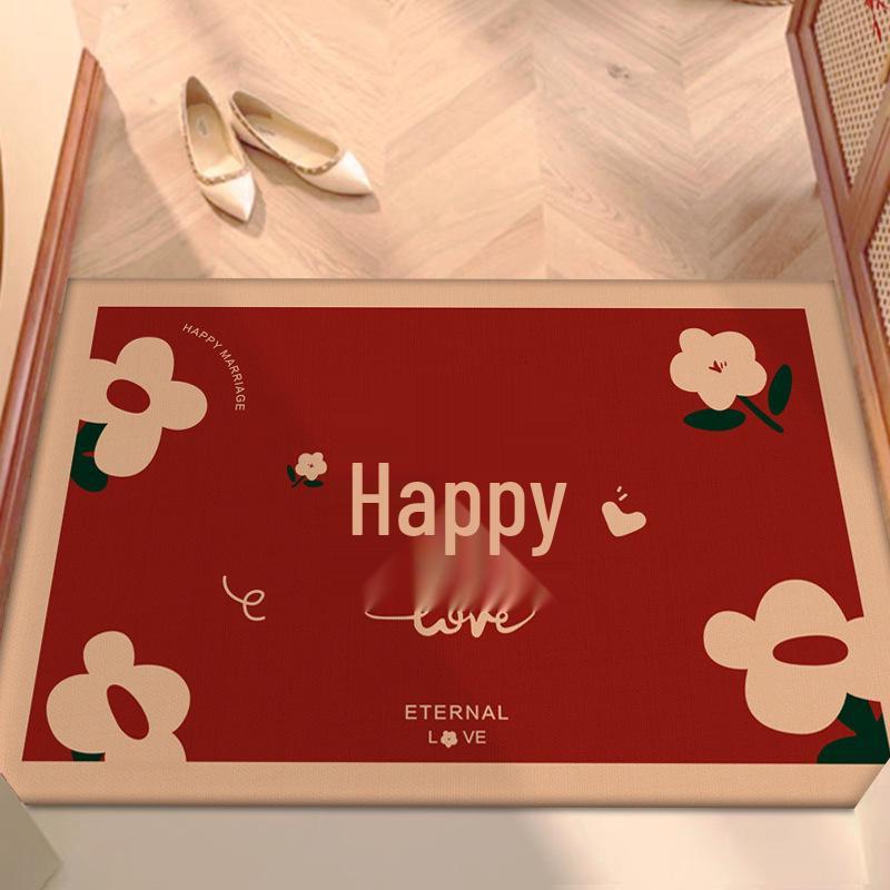Festive Red Chinese Wedding Entrance & Bedroom Floor Mat