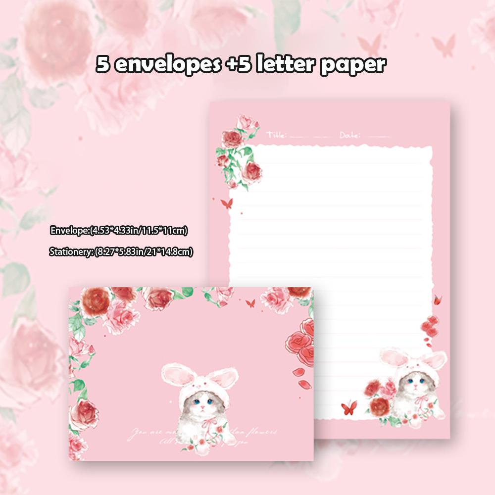 

Envelope Letter Set Rose Rabbit Handwritten Letter Art Confession Love Letter Blessing Message Letter Envelope розовый