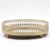 Retro Style Golden Iron Delicate Glass Mirror Base Tray Desktop Jewelry Cosmetic Storage  Bedroom Dessert