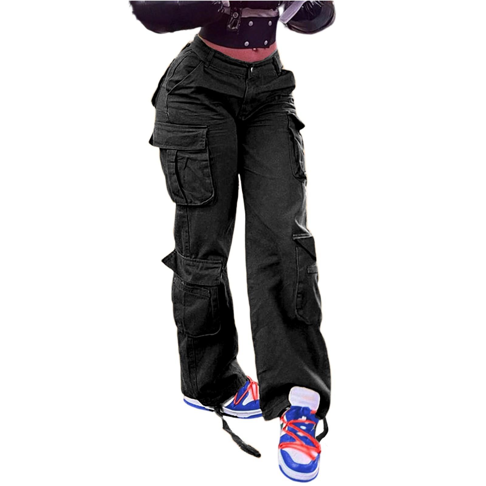 

Женские мешковатые брюки-карго, уличная одежда, спортивные штаны в стиле хип-хоп, повседневные свободные широкие брюки S