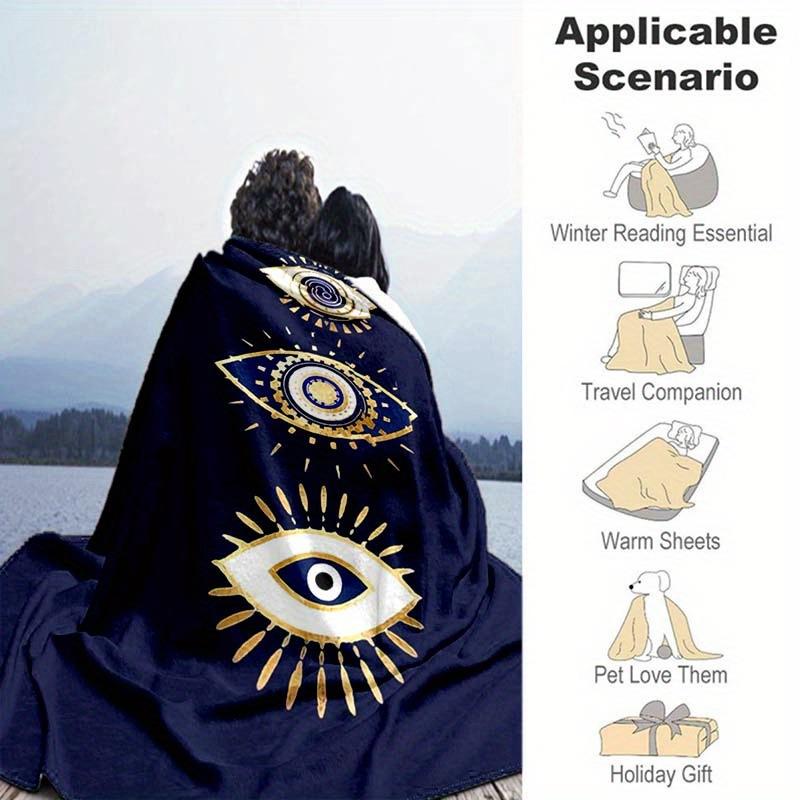 Devil'S Eye Pattern Blanket Flannel Blanket Airplane Travel Decorative Blanket Soft Thermal Bedspread