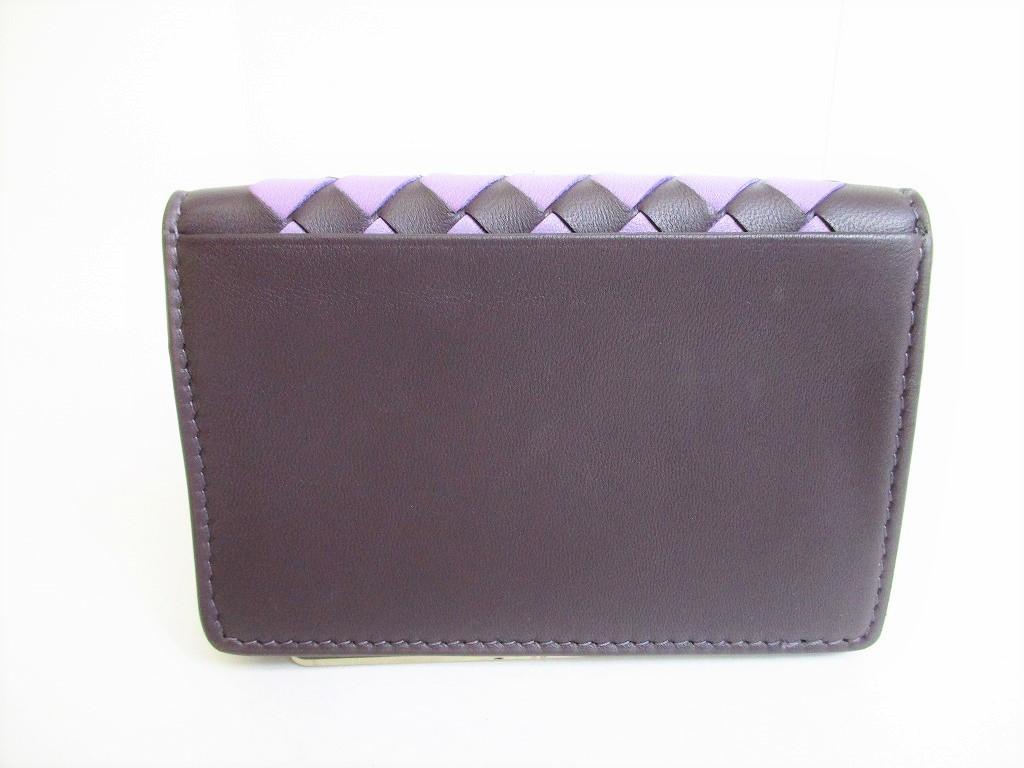 Подлинная визитница BOTTEGA VENETA Intrecciato из коричнево-фиолетовой кожи #7942, восстановленная