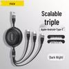 PISEN 3-in-1 Telescopic Data Cable for Apple iPhone 15 & Android Devices