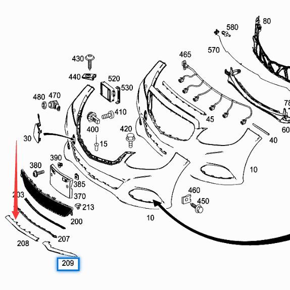 Front Bumper Center Trim for Mercedes-Benz E-Class 212 E200/E260 - Black