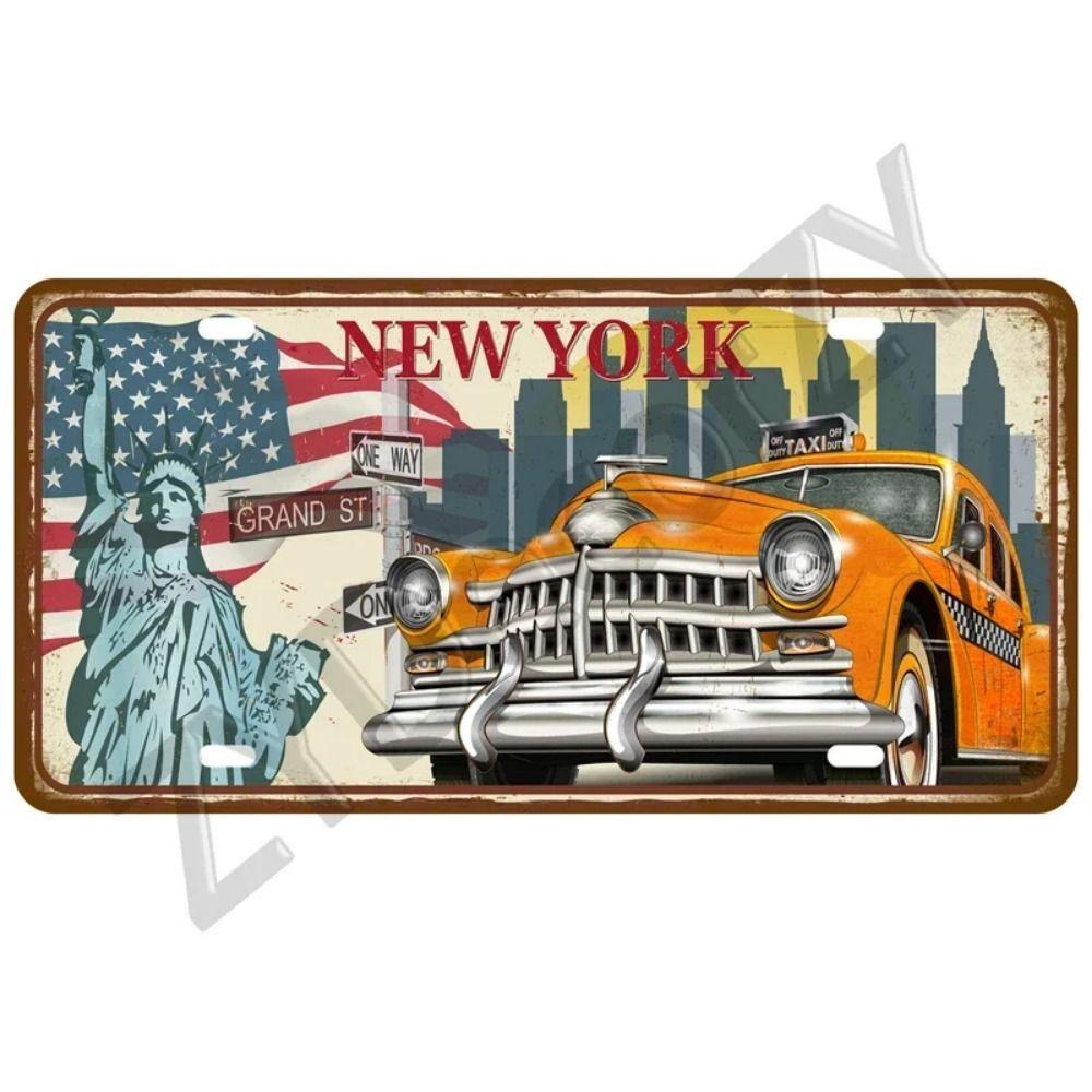 Vintage Route 66 Cars Metal Tin Sign Bar Club Tire Shop Decor
