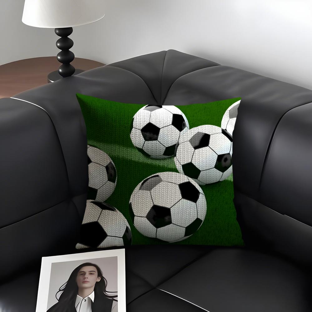Football Sport Cushion Cover Natural Linen Organic Fabric DoubleSided Printing Sofa Home Decor Gift Pillow Case