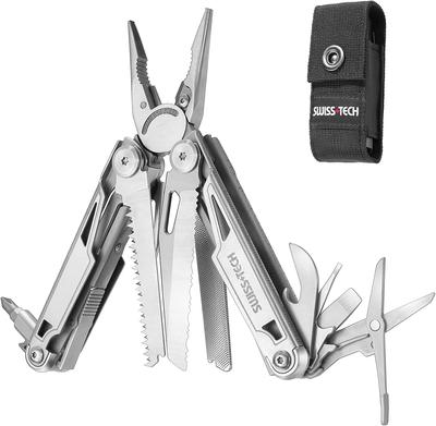 Multifunktionszange Outdoor Multitool Multiplikator Ausgestattet mit Sperrfunktion Cutter Säge Treiber Maß Flaschenöffner Feilentasche inklusive Outdoor
