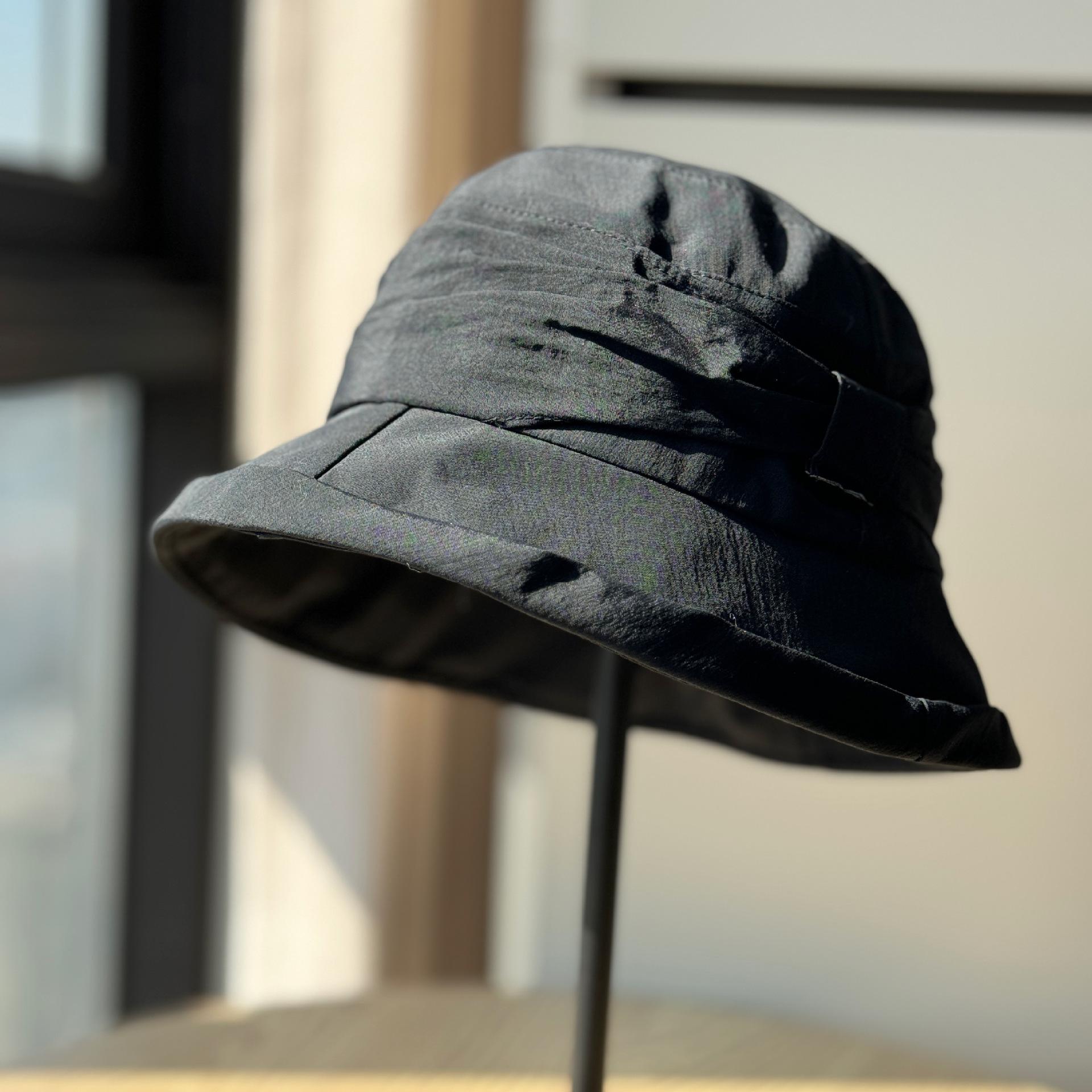 

New pleated fisherman hat for women, elegant and stylish for spring and autumn, makes the face look smaller, provides sun protection, soft and Adult54-60Adjustable чёрный