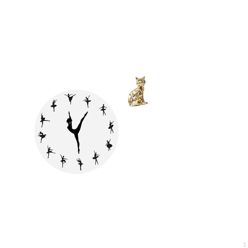 Ballerina Cat Wall Clock Ballet Dancing Sculpture Silent Mute Art Craft Ornament Decorative Figurine
