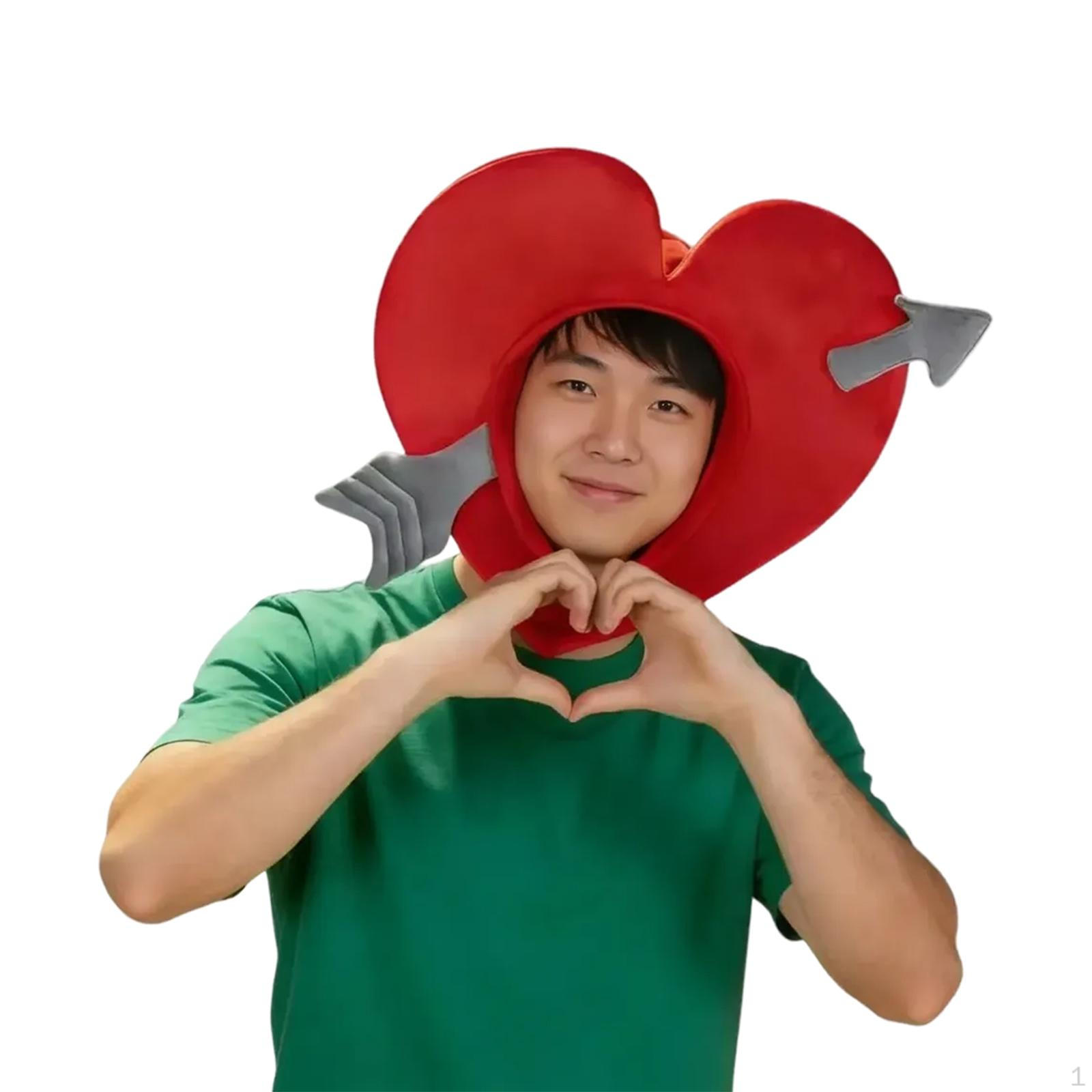 Heart Headgear Hat Costume Accessory Cartoon DIY Novelty Romantic Head Cover Party Dress up for