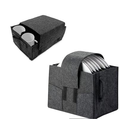 Portable Felt Plate and Cup Storage Set for Camping and Picnics