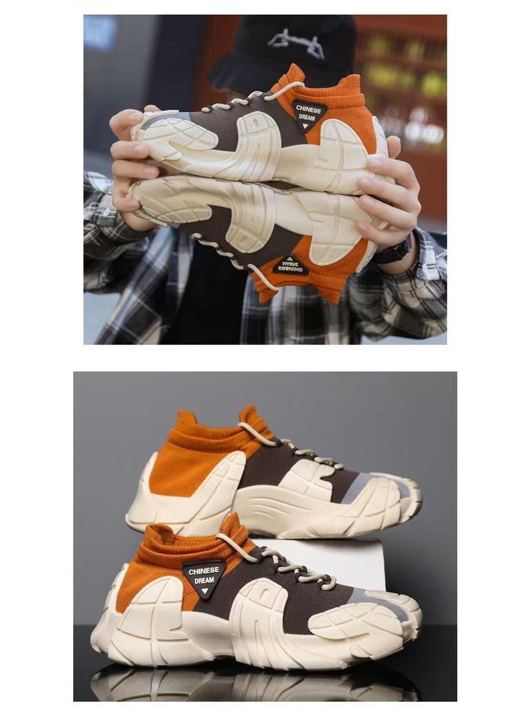 Men's Lightweight Breathable Flyknit Running Sneakers - Fashion Colorblock Casual Shoes