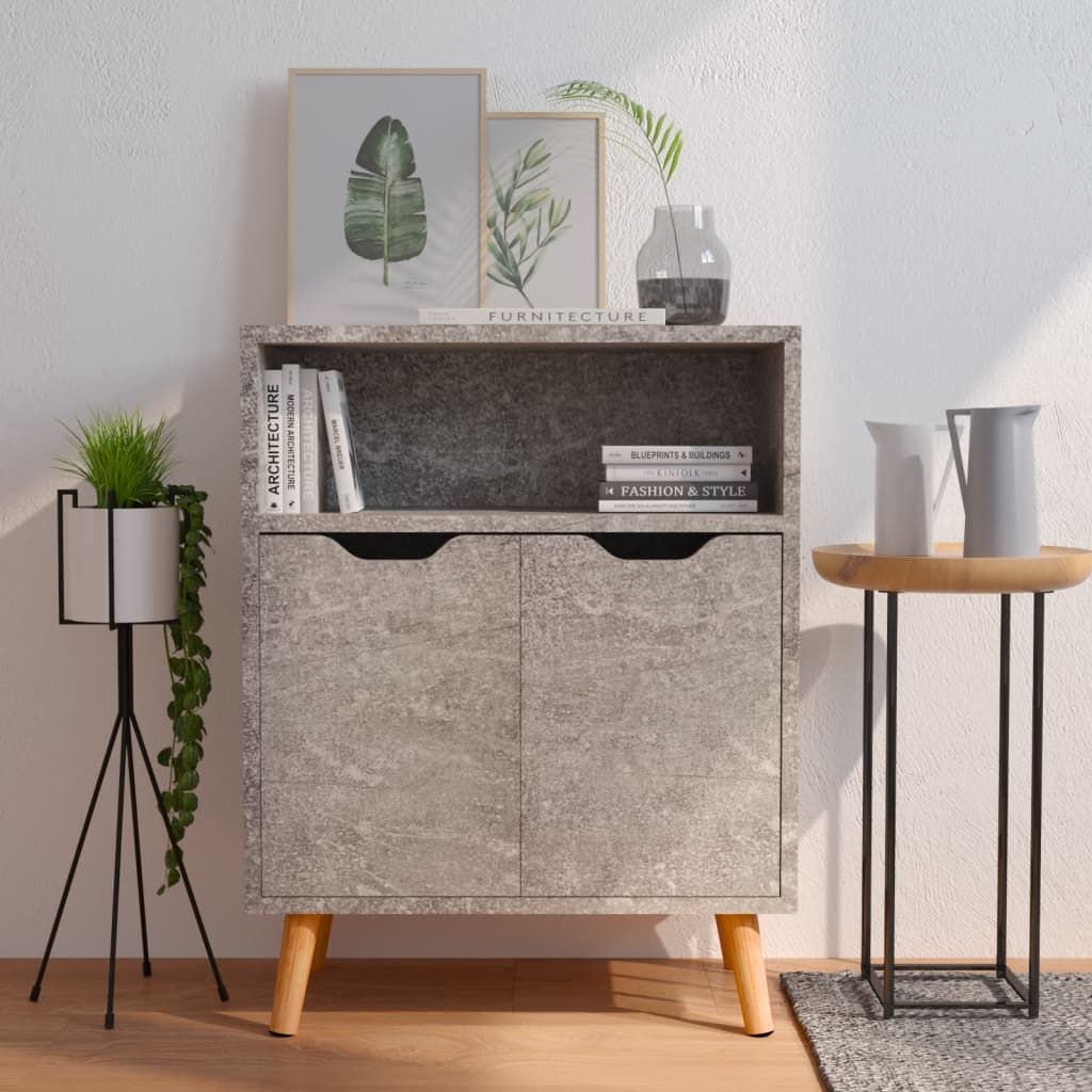 Vidaxl Szafka, Szarość Betonu, 60X30X72 Cm, Materiał Drewnopochodny