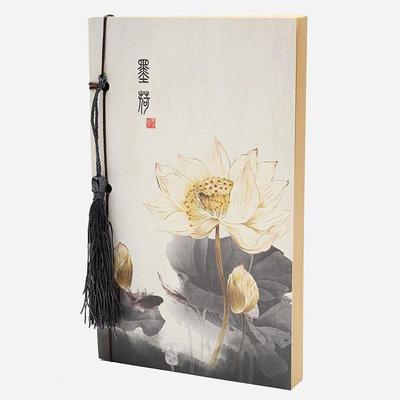 17*11cm Lotus Vintage Notebook v čínském stylu se střapcem Blank Kraft Přenosný Mini Poznámkový blok