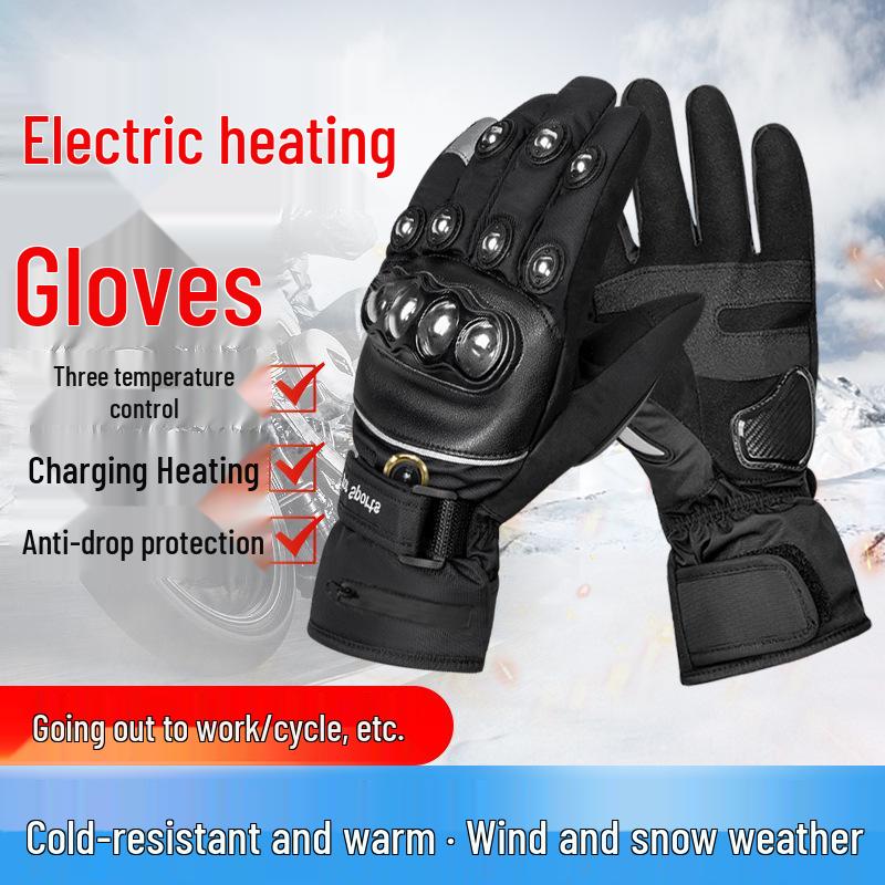 Carbon Fiber Warm Waterproof Electric Heated Motorcycle Gloves for Men & Women - Winter Touchscreen & Anti-Fall Protection
