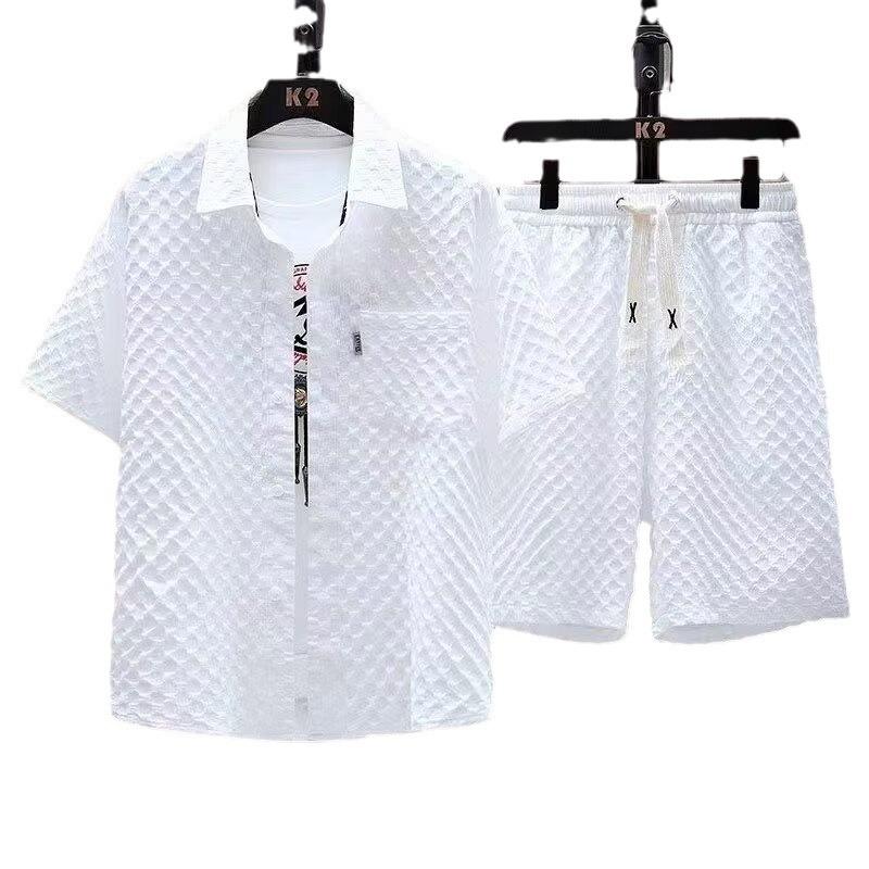 Casualsuit Men's Short Sleeve + Short 2 Pieces Set Sport Suit Vintage Trendy Fashionable Lightweight Summer