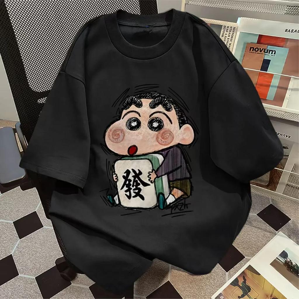 Cartoon Crayon Shin-Chans Summer Ladies T Shirts Japanese Cartoon 100% Cotton Tops Vintage Short Sleeve O Neck Tees T-Shirt#Color(2)