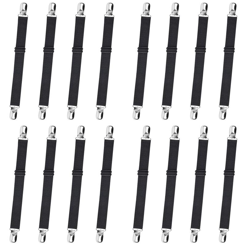 16pcs Bed Sheet Straps Adjustable Elastic Bed Sheet Strap Fastener Anti-slip Mattress Clip Mattresses Fitted Sheets Flat Sheets