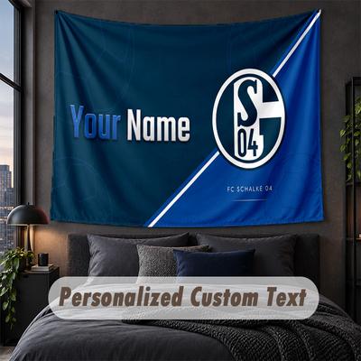 Custom Name Text Tapestry,Schalke 04 FC Decorative Wall Hanging, Background Tapestry For Home Bedroom