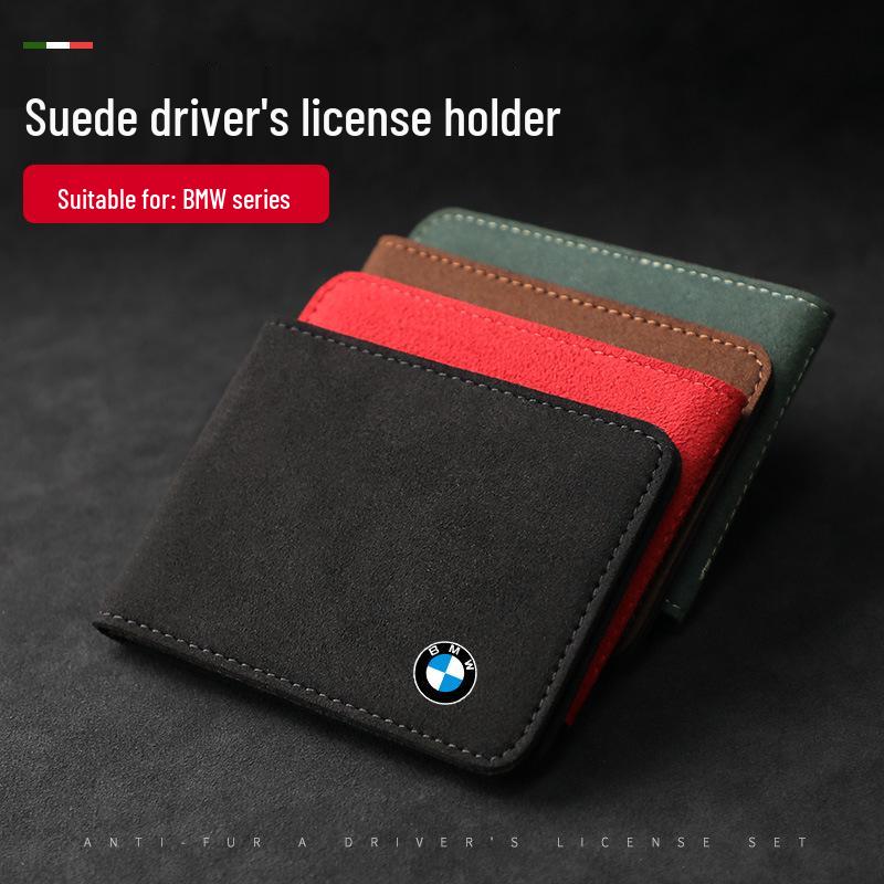 BMW Series Suede Driver's License and Vehicle Document Leather Wallet Cover