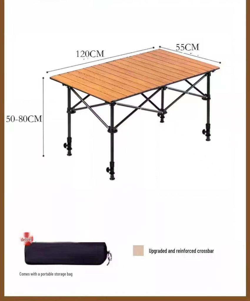 Portable Metal Roll-Up Folding Table for Camping, Picnic, and BBQ