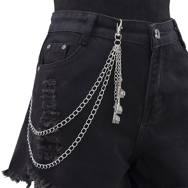 Double Headed Rivet Pentagram Pants Chain For Men Women Multi-Layer Waist Chain Fashion Hip-Hop Punk Metal Pants Chain Gifts