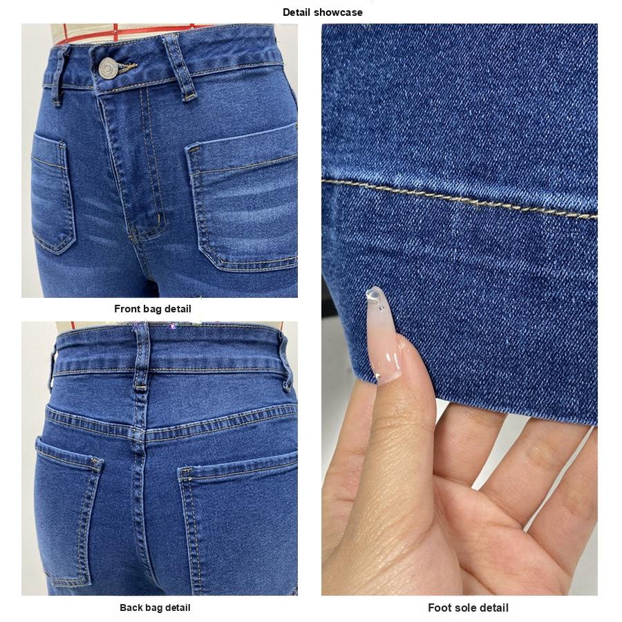 Dámské džíny s vysokým pasem Jaro Nový styl Slim Fit Široké nohavice Retro styl Rovné kalhoty