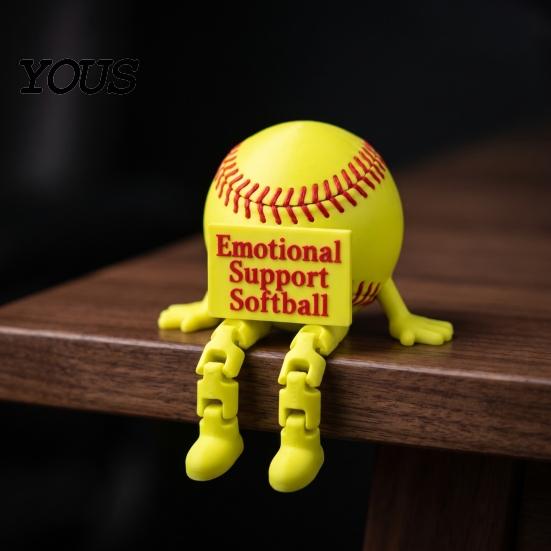 Sports Fan Desk Accessory Ball Buddy Figurine with Articulated Legs, Shelf Sitter Statues, Baseball Decor Movable Joints Football/Tennis