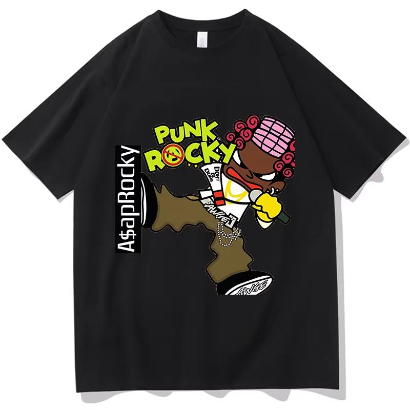 ASAP Rocky Portrait Graphic 100cotton Unisex Shirt 2026 Summer New Oneck Mens Y2k Hip Hop Style Short Sleeve Tshirt Fan Gift