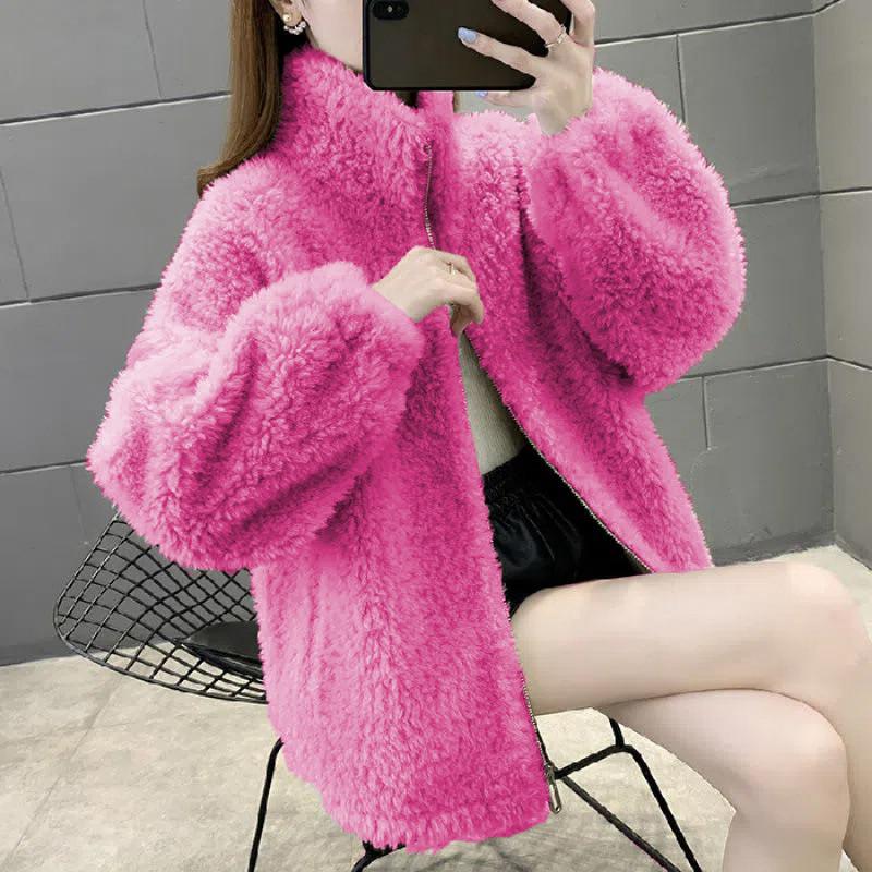 Dámská zimní oboustranná fleecová bunda: Hustý stojáček, hřejivý kardigan na zip