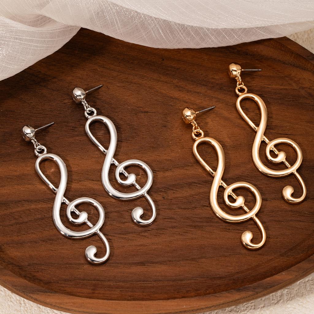 Niche Exaggerated Design Stud Earrings Creative Music Notes High-End Sense Earrings Literary Retro Temperament Earrings