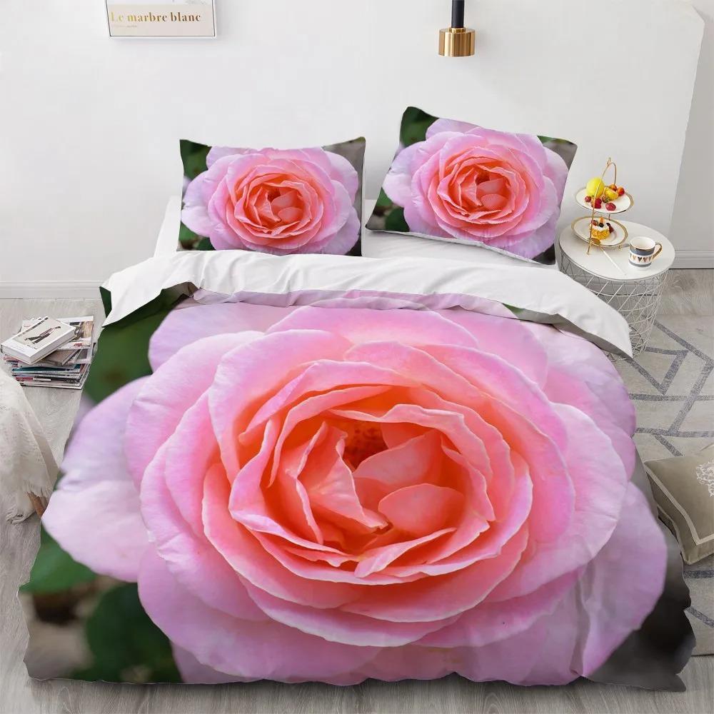 Pintura a óleo Flores Impressão Digital Conjuntos de Cama de Poliéster Roupas de Cama para Adultos Colcha Arte Capa de Edredom Conjunto Solteiro King Queen Size
