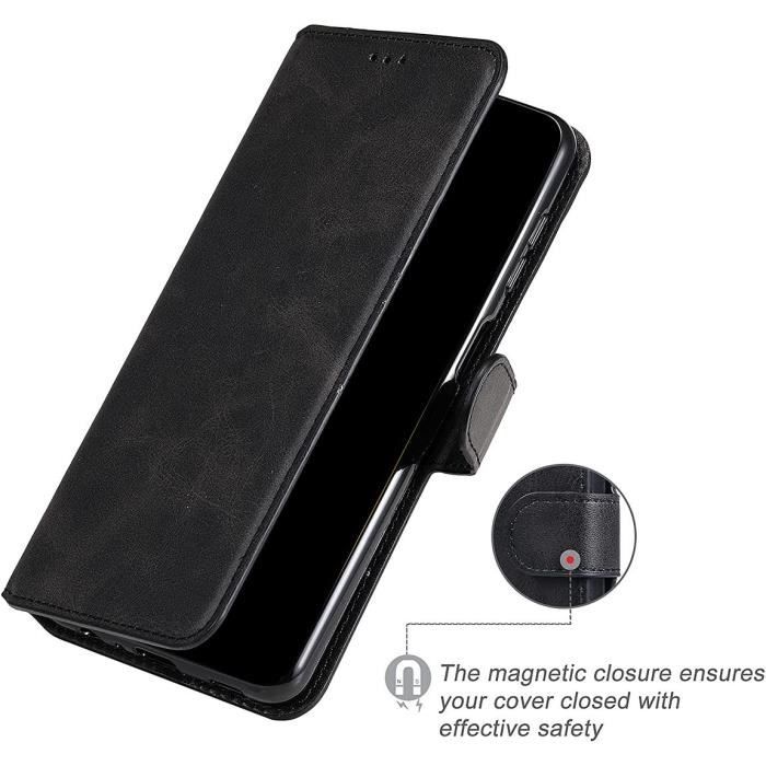 Coque Portefeuille - Effect Cuir - Samsung A04s - Noir - 2 Verres Trempés - Fermeture Magnétique