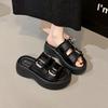 Fashion Muffin Thick-bottomed Versatile Cool Slippers Trendy Denim Slippers Sports Heightening Cool Slippers