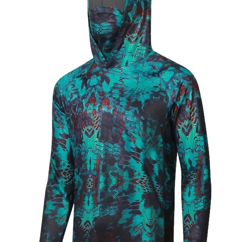 Outdoor Sports Men's Hooded Long Sleeve Casual Comfort Fishing Sports Top Sun Protection Insect Protection Digital Printing