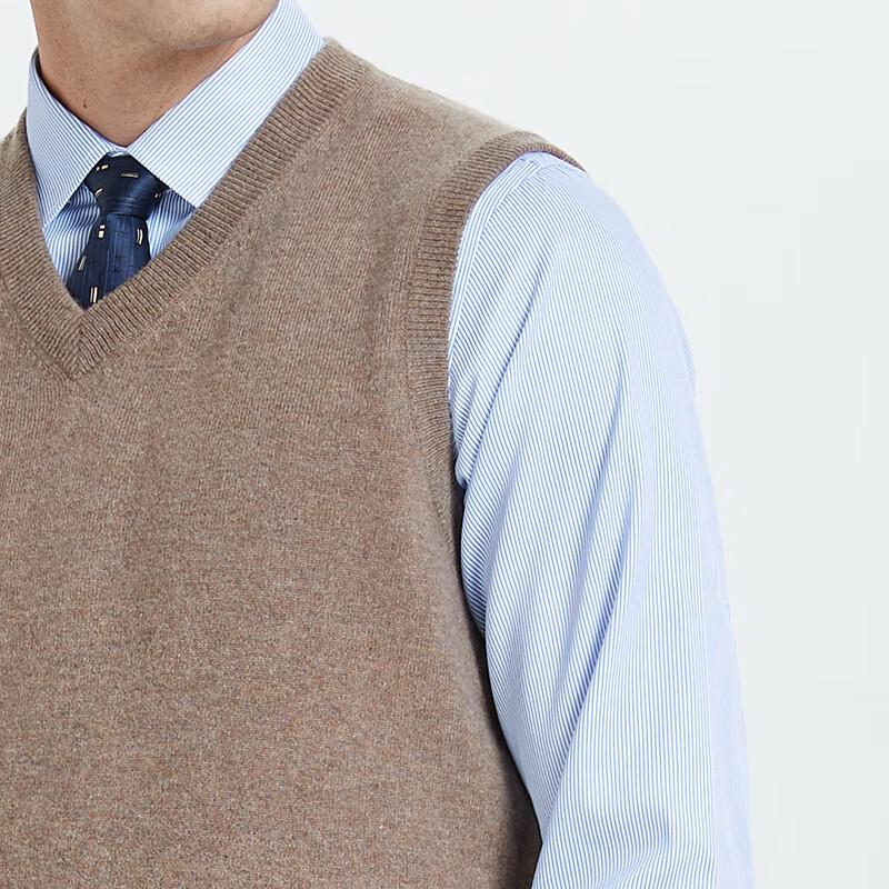 Hengyuanxiang Men's V-Neck Solid Wool Knit Vest