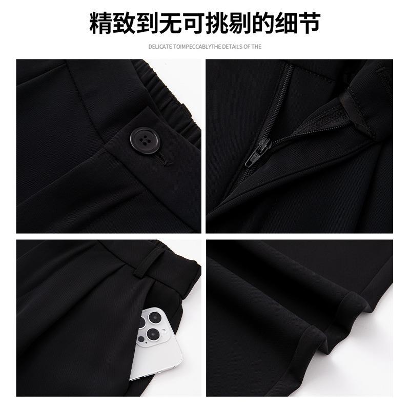 Drape Black Suit Pants Women's Spring and Autumn Senior Narrow Black Professional Small Straight High Waist Casual Wide-leg Pants