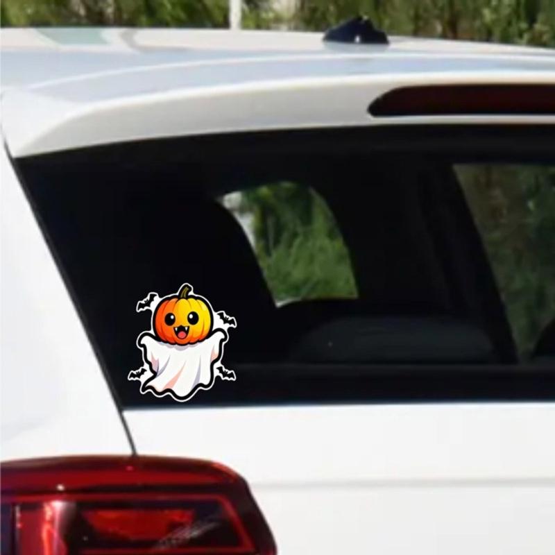 Creative Pumpkin Vehicle Stickers Weatherproof Adhesive Decals For Cars Trucks Halloween Theme Party Decoration
