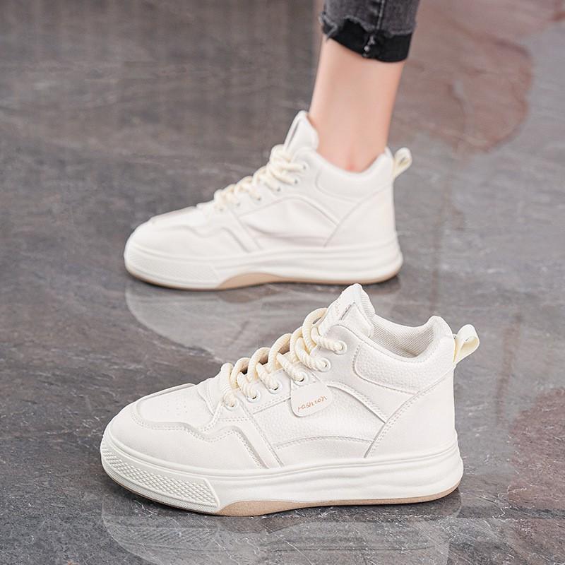 

Thick Sole White Shoes Women s Autumn All-matching High-top Casual Sneakers Skate 38