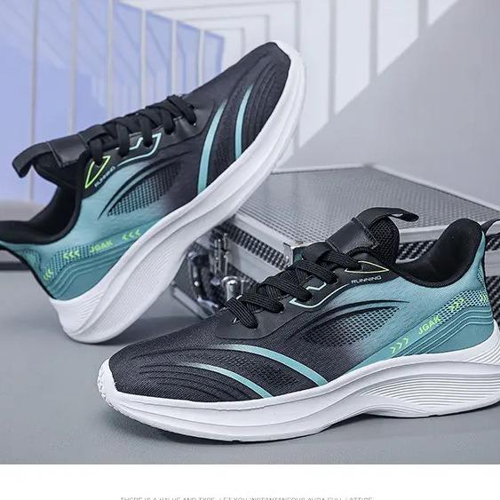 Large Size Men's Shoes Running Shoes 2024 Autumn New Mesh Breathable Gradual Change Running Shoes Lightweight Shock Absorption Sports Shoes