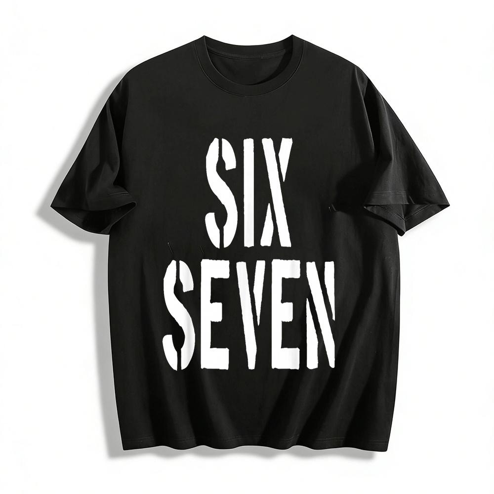 

SIX SEVEN Letter Print Casual Loose Fit Short Sleeve T-Shirt Pure cotton T-shirt XXS