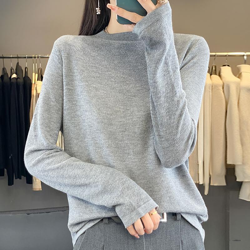 Dámský celoroční svetr z 50% vlny a 50% hedvábí | Lehký teplý pulovr z příze | Luxusní úplet z kašmírového hedvábí
