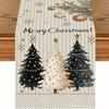 Santa Snowman Christmas Tablecloth Tabletop Decoration Poinsettia Table Runner  Kitchen