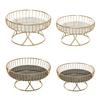 Yousheng Metal Wire Fruit Basket Round Mesh Fruit Bowl with Marble Texture Tray Modern Decorative Bread Snacks Serving Bowl for Kitchen Countertop