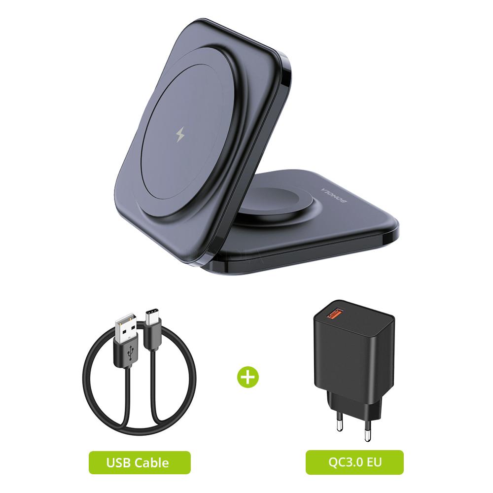 Magnetisches kabelloses Ladegerät 2 in 1 Faltständer für Iwatch Ultra/8/7/6 15W schnelles kabelloses Laden für Iphone 14 Pro/13/12