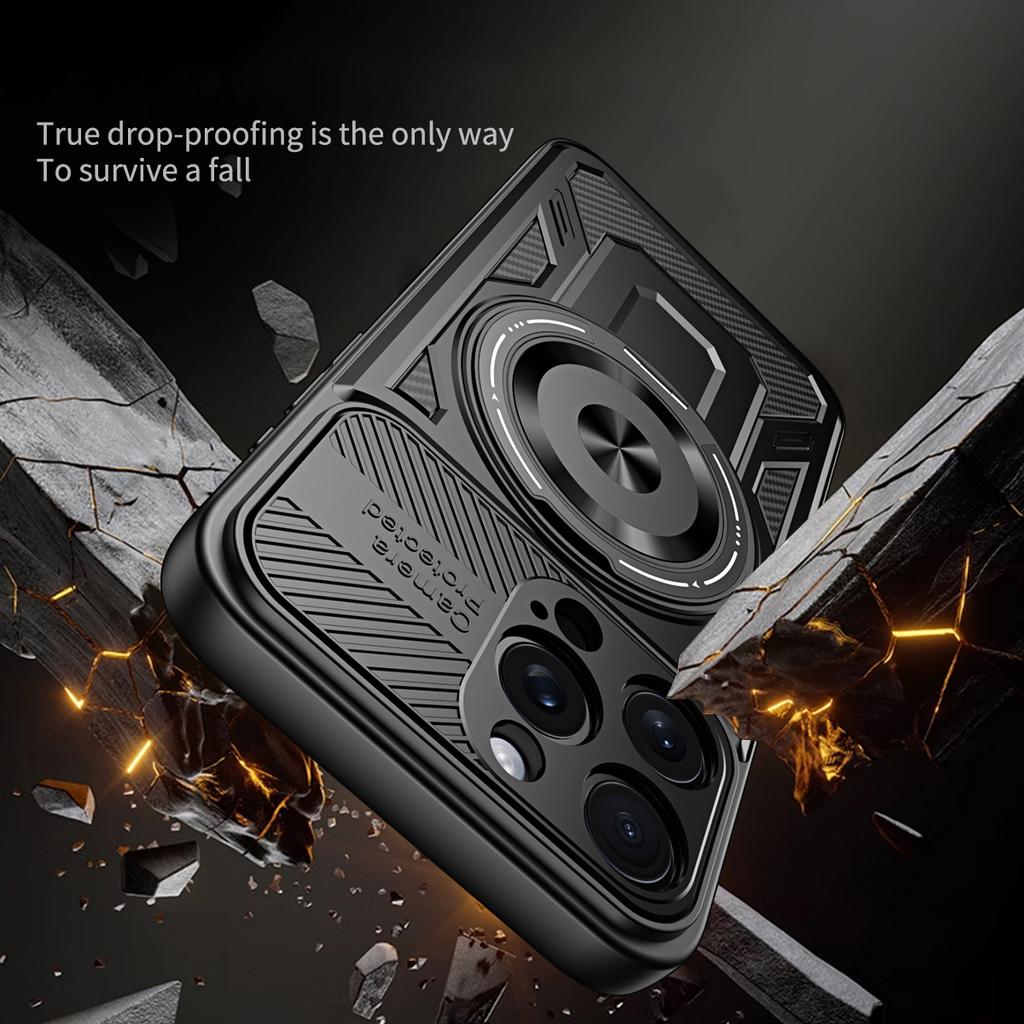For iPhone 15 Pro Max Case Compatible with MagSafe Rotating Kickstand TPU+PC Phone Cover
