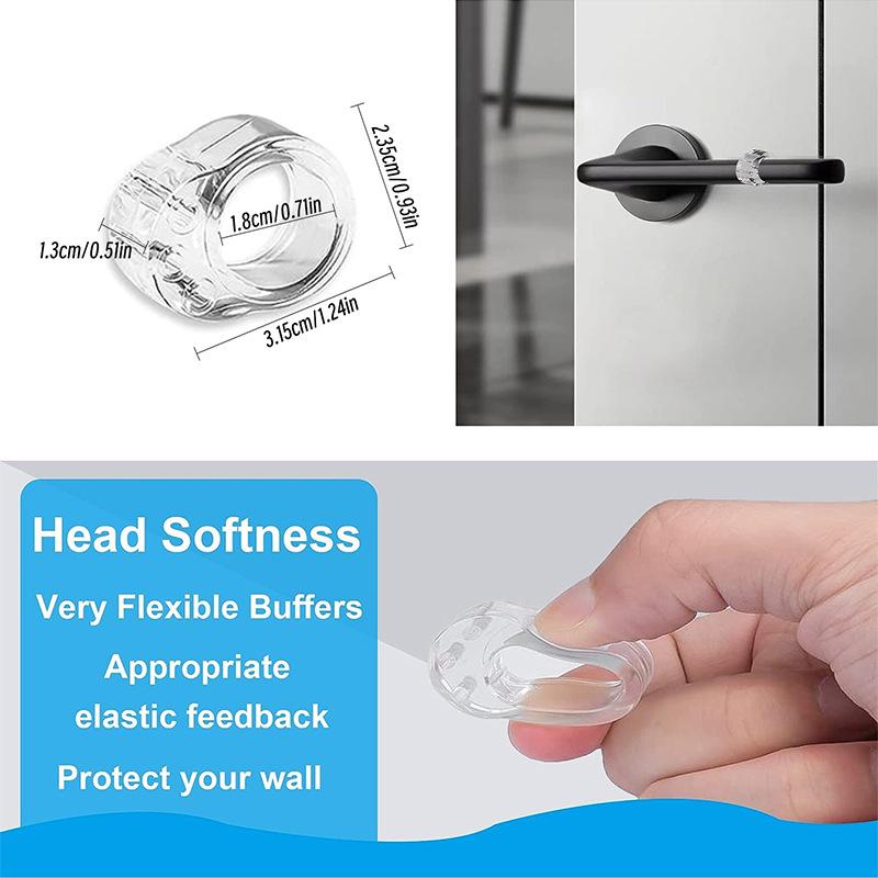 WTEMPO 6PCS PVC Transparent Single Ring O-shaped Door Handle Buffer Anti-collision Ring Door Handle Pressure Wreath